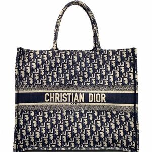 Christian Dior Large Navy Blue Oblique Book Tote Bag Canvas